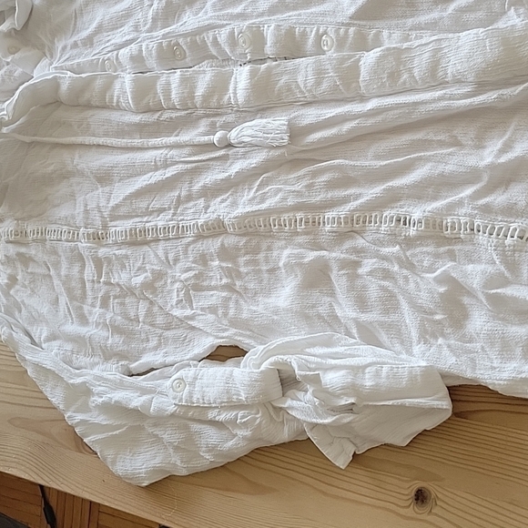 RIP CURL Women White Long Sleeve Button-Down Shirt S - Picture 4 of 10